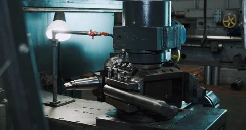 CNC type multipurpose lathe for drilling brass shaft. High-tech metal processing Stock Footage 170894831