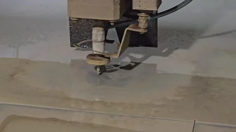 CNC Waterjet Cutting Machine Processing Metal Plate, 4K 60fps Video stock 328319775