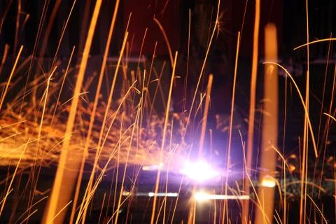 Cnc welding and sparks Stock Photos
