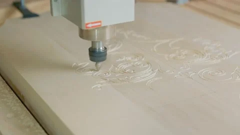 CNC woodworking machine work Stock Footage 174801621