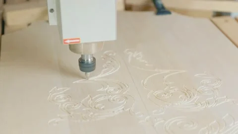 CNC woodworking machine work Video stock 184302303