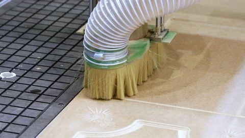 CNC woodworking wood processing machine, modern technology in the industry. Stock Footage 97791119