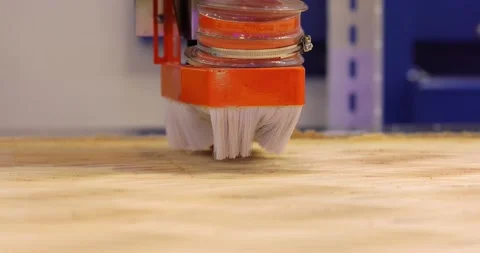 CNC woodworking wood processing machine, modern technology in the industry. Stock Footage 141735507