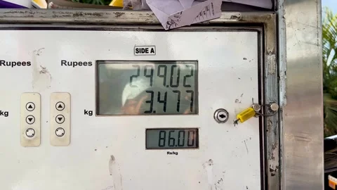 CNG Fuel Pump Electronic Counter Screen at Service Station 4K Stock Footage 337161194