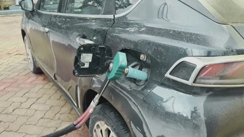 CNG refueling of a vehicle Stock Footage 315262843