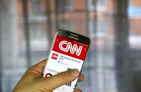 CNN app on Android phone Stock Photos