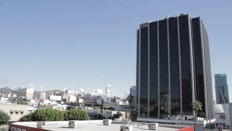 CNN Hollywood building, wide Stock Footage 71664091