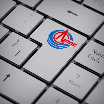 CNOOC logo notebook keycap 3d illustration stock market editorial Stock Photos