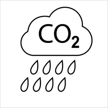 CO 2 Cloud Icon. Thin Line With Blue Fill Design Stock Illustration