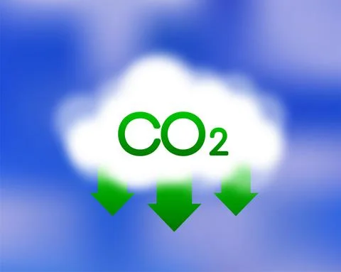 Co 2 emissions in flat style on green background. Simple vector illustration Иллюстрация