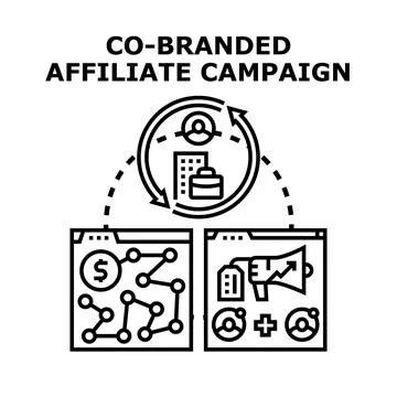 Co branded affiliate campaign for digital marketing partnership Stock Illustration