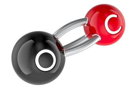 CO Carbon monoxide, molecule. 3D rendering Stock Illustration