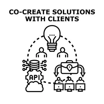 Co creating business solutions with clients using technology Stock Illustration
