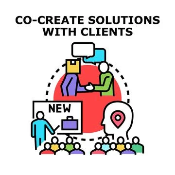 Co creating business solutions with clients and team Stock Illustration