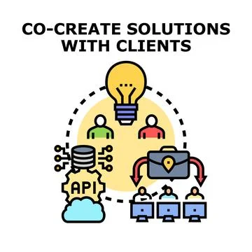 Co creating business solutions with clients using technology Stock Illustration