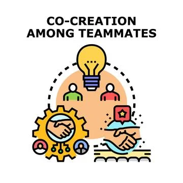 Co creation among teammates concept vector illustration Stock Illustration