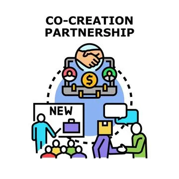 Co creation partnership building new business ideas and innovation Stock Illustration