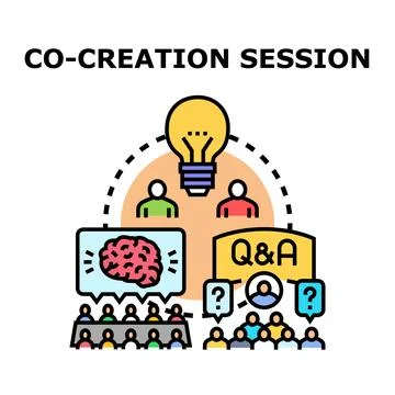 Co creation session for business ideas and collaboration Stock Illustration