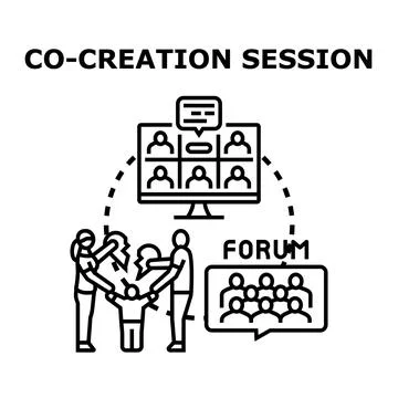 Co creation session for online and offline collaboration Stock Illustration