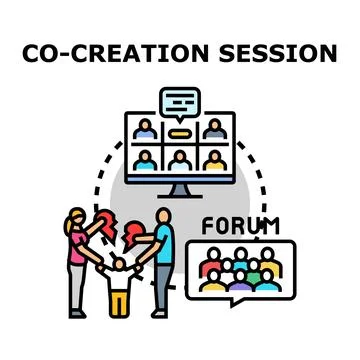 Co creation session for online and offline collaboration Stock Illustration