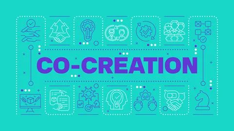 Co-creation teal word concept Stock Illustration
