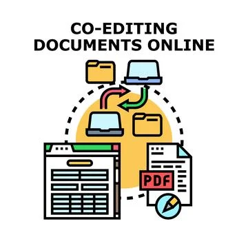 Co editing documents online using cloud collaboration services Stock Illustration