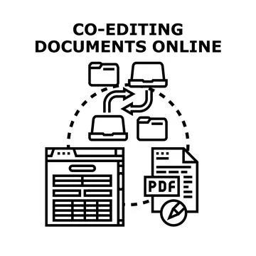 Co editing documents online using cloud collaboration services Stock Illustration