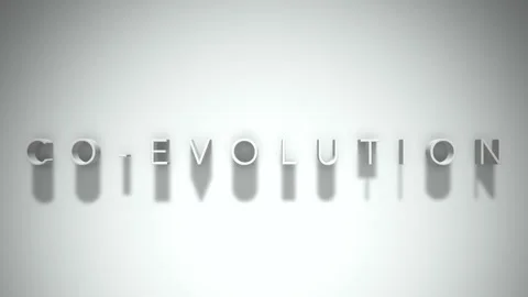 Co evolution 3D title animation white text on a white background Stock Footage 299370336