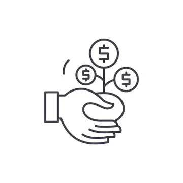 Co financing line icon concept. Co financing vector linear illustration, symbol Stock Illustration