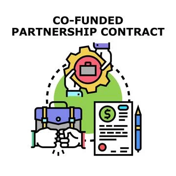 Co funded partnership contract concept illustration depicting agreement Stock-Illustration