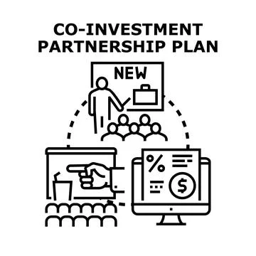 Co investment partnership plan developing business strategy Stock Illustration