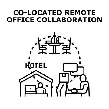 Co located remote office collaboration meeting concept Stock Illustration