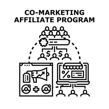 Co marketing affiliate program concept illustrating digital business Stock Illustration