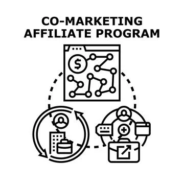 Co marketing affiliate program concept vector illustration Stock Illustration