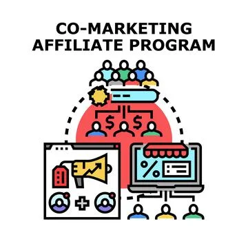 Co marketing affiliate program concept illustrating digital business Stock Illustration