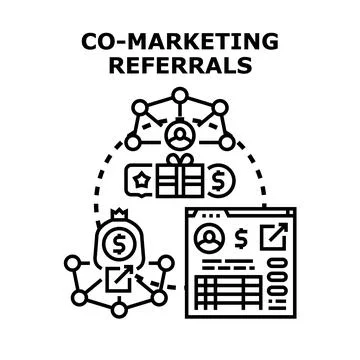 Co marketing referrals program attracting new business partners Stock Illustration