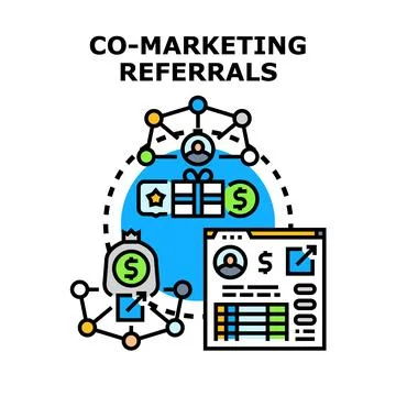 Co marketing referrals program attracting new business partners Stock Illustration