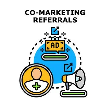 Co marketing referrals program for business advertising Stock Illustration