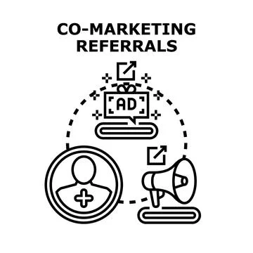 Co marketing referrals program for business advertising Stock Illustration