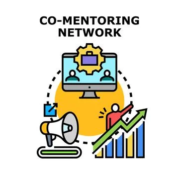 Co mentoring network supporting career development and growth Stock Illustration