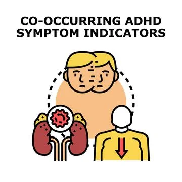 Co occurring adhd symptom indicators analysis concept Stock Illustration