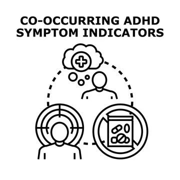 Co occurring adhd symptom indicators concept vector Stock Illustration