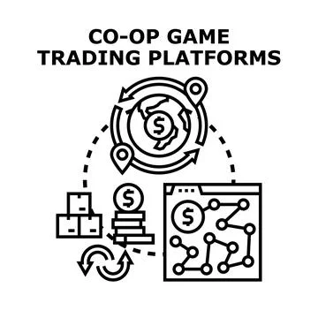 Co op game items trading digital platforms Stock Illustration