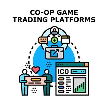 Co op game trading platforms concept illustration イラスト素材