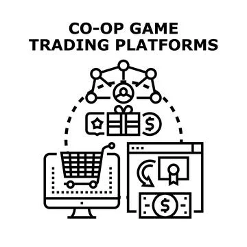 Co op game trading platforms concept representing digital marketplace Stock Illustration