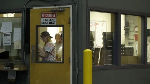 Co workers leaving office at start of day. Stock Footage 88028285