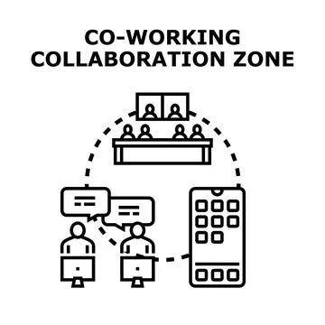 Co working collaboration zone concept with digital tools Stock Illustration