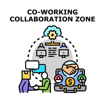 Co working collaboration zone concept engaging teamwork Stock Illustration