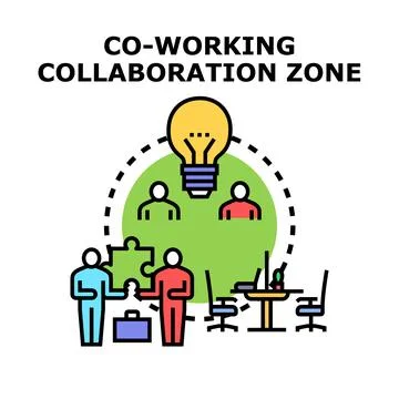 Co working collaboration zone integrating teamwork and shared ideas Illustrazione stock
