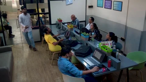 Co-working Office India Professionals Working Indoor Workspace 스톡 동영상 332630527